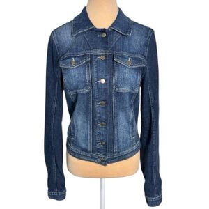 Guess Classic Long Sleeved Button Down Blue Medium Wash Denim Jacket